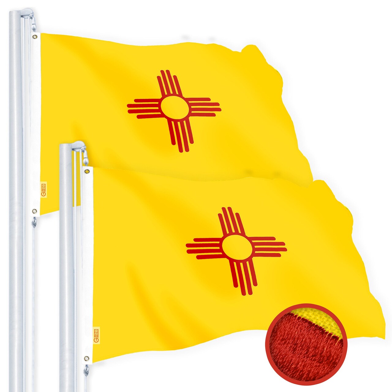 G128 2 Pack: New Mexico NM | 1x1.5 Ft | StormFlyer Series Embroidered 220GSM Spun Polyester | Embroidered Design, Indoor/Outdoor, Brass Grommets, Heavy Duty, All Weather